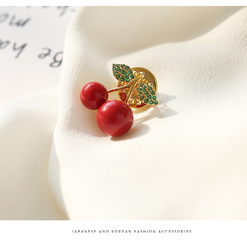 Cute Light Luxury Cherry Brooch Fruit Fashion Brooch Wholesale display picture 6