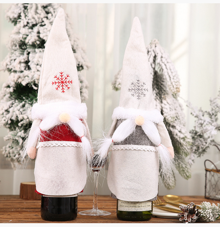 Christmas Ornament Snow Hat Forest Old Man Wine Set Poupée Sans Visage display picture 7