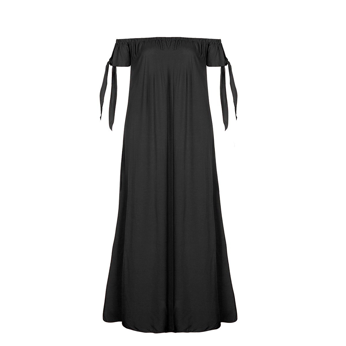 Sexy Off Shoulder Irregular Split Large Swing Dress_voghion.com