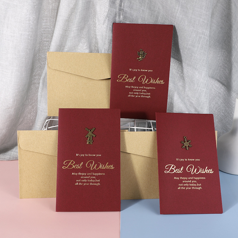 Vintage copper buckle bronzing greeting card business gift card wholesale company couples wedding special paper mixed batch