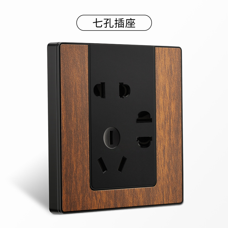 Nueva decoración del hogar lingsong nuevo panel de toma de interruptor de grano de madera Osaka 86 tipo de interruptor de pared socket de cinco agujeros al por mayor