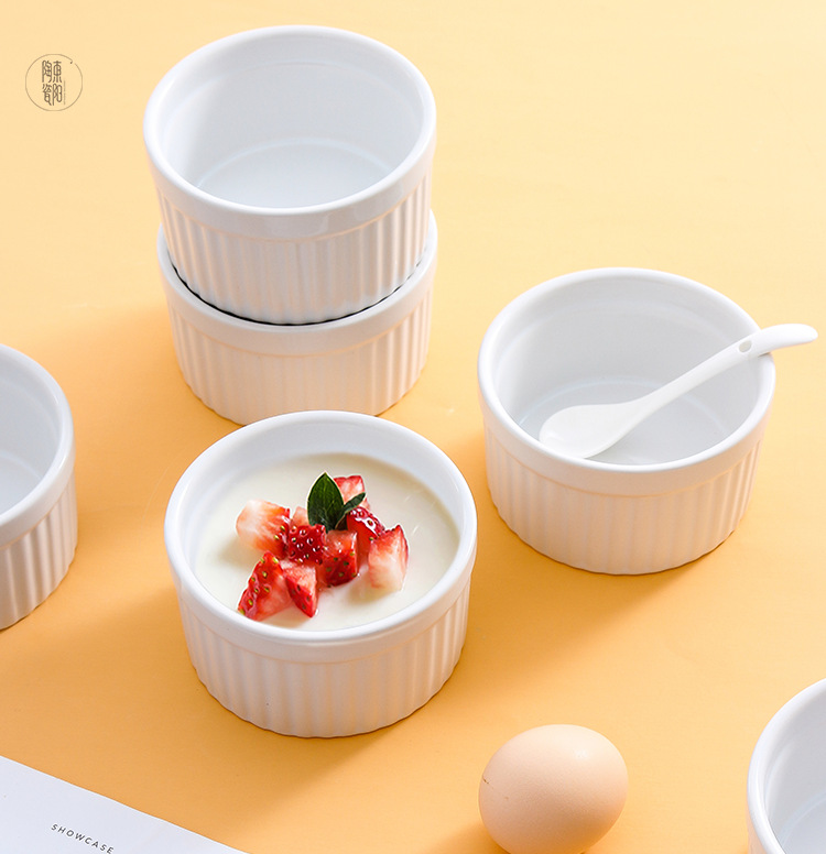 果冻甜品碗套装圆形家用烘焙烤箱碗舒芙蕾耐高温创意陶瓷布丁烤碗
