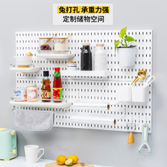 Wall-mounted shelf without drilling, plastic grid storage rack, kitchen and bathroom storage, entryway wall hanging display rack