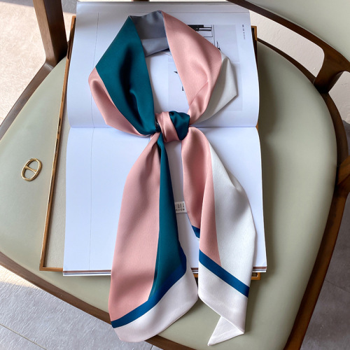 Autumn and winter new Korean style narrow long angled silk scarf women's multi-functional hair tie bag with fashionable scarf