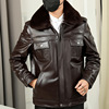 genuine leather leather clothing Middle and old age Lapel leather jacket The first layer cowhide coat dad have cash less than that is registered in the accounts locomotive leather jacket