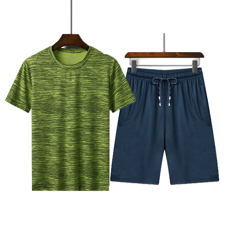 2019 hombre traje casual de verano gran camiseta de mangas cortas coreana delgada pantalones cortos de entrenamiento de secado rápido moda