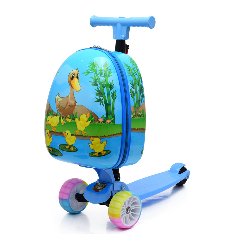 新款儿童滑板车蛋壳包卡通动漫可折叠宽轮胎小学生书包定制可代发|ms