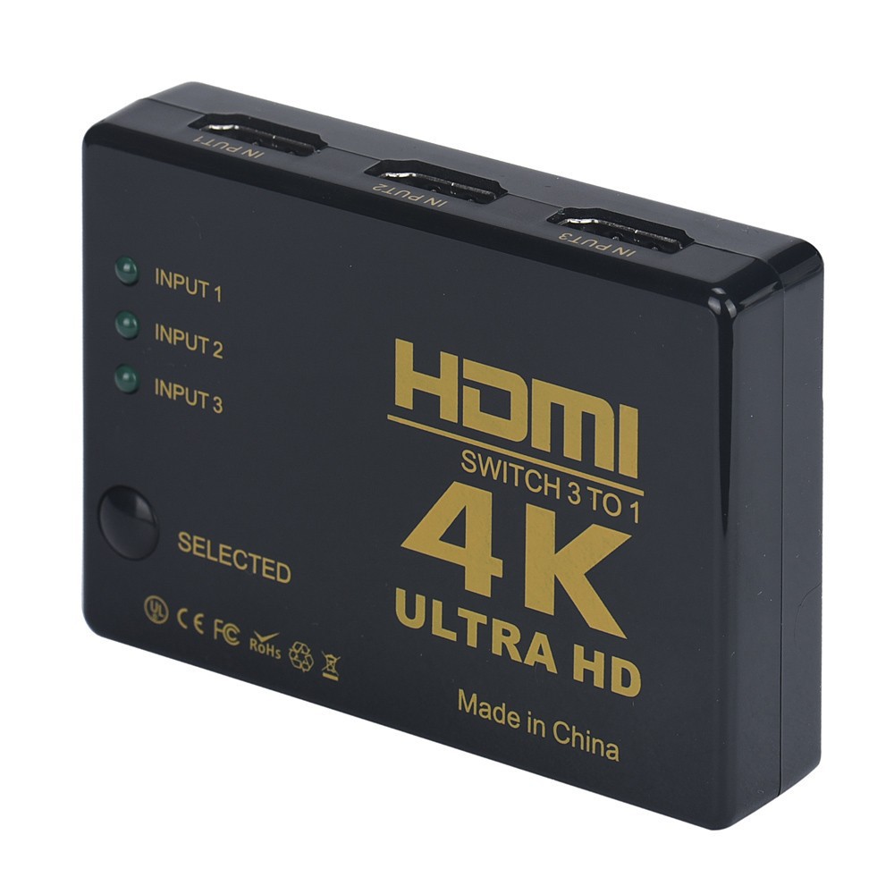 Factory supply HDMI switch 3 input 1 output 4K 2K supports 3D remote control HDMI Switch 3-cut 1 conversion