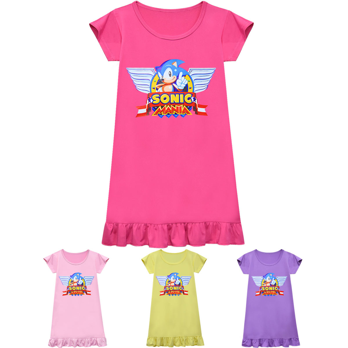 90-150 Sonic the hedgehog Sonic girl's nightgown children's jumpsuit