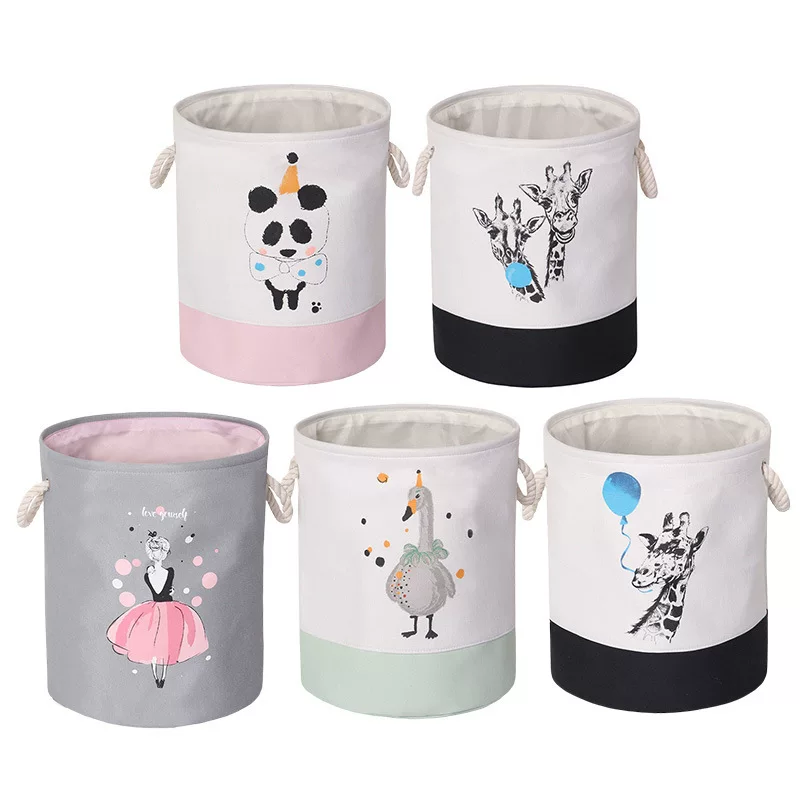 Foldable round laundry basket, storage box, pen, toy