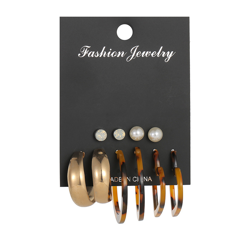 New Popular Geometric Acrylic Sheet Tassel Earrings Combined Pearl Earrings Set Nihaojewelry Wholesale display picture 39