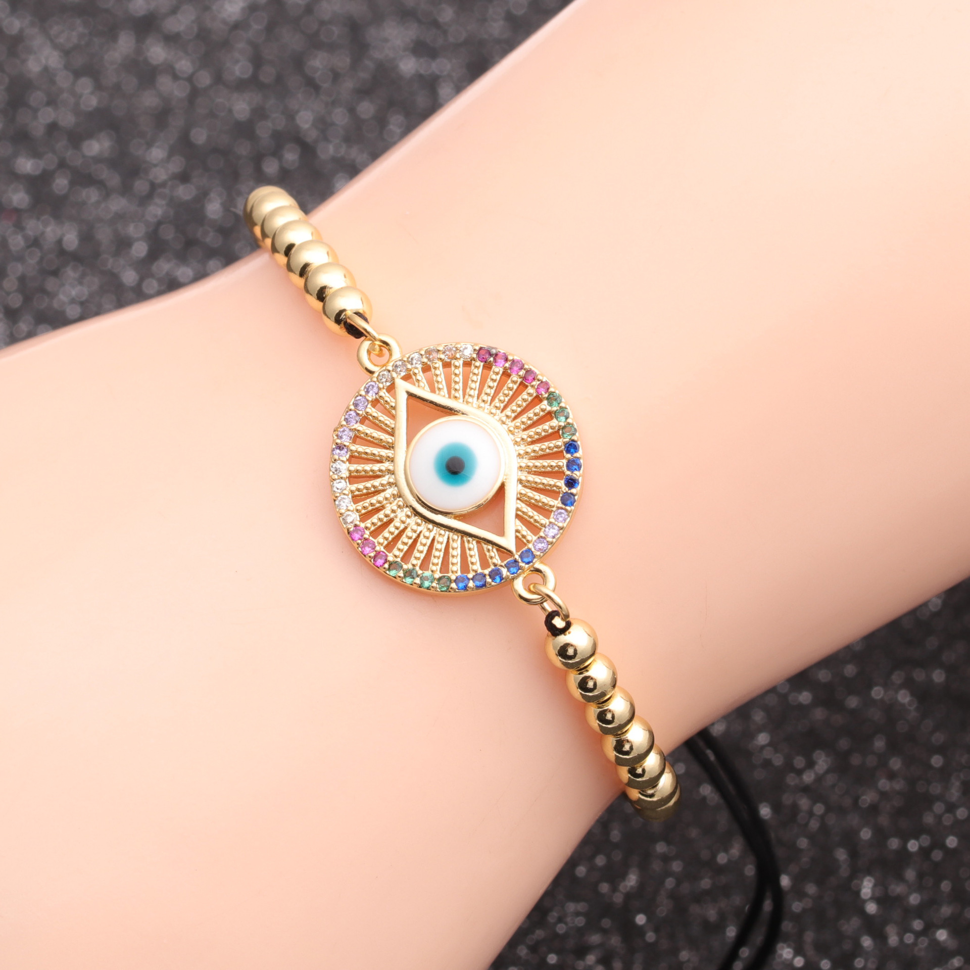 copper micro-inlaid zircon devilu0027s eye bracelet