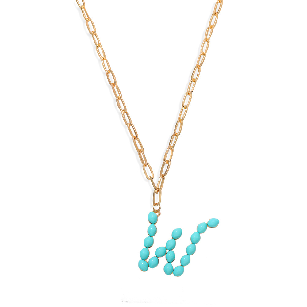 Étoile Sauvage Perle Lettre Long Pendentif Collier Simple Turquoise Perles Rondes Accessoires À La Mode En Gros Nihaojewelry display picture 1