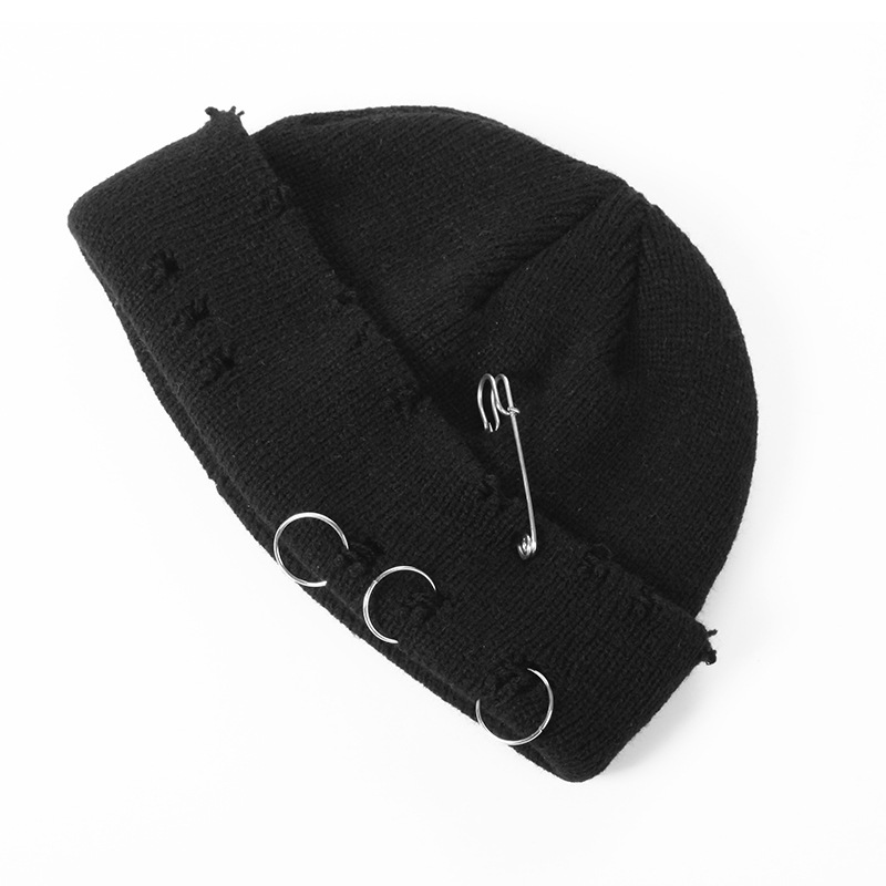 2024 Autumn and winter hole breaking ruffian solid color knitted female trendsetters street yarn versatile styling hat_voghion.com