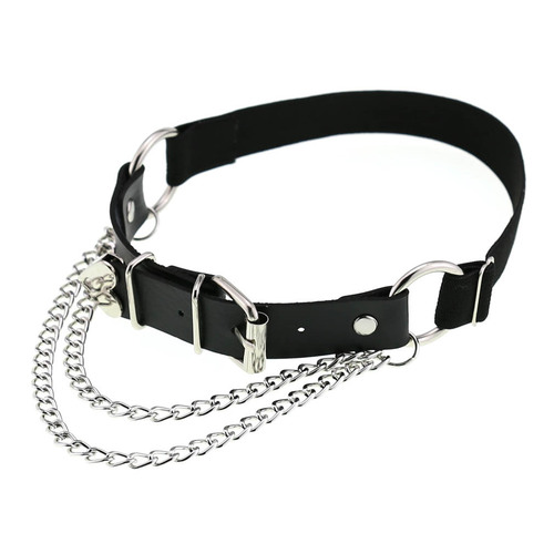 European and American punk gothic PU leather irregular garter belt Personalized love heart chain elastic thigh ring