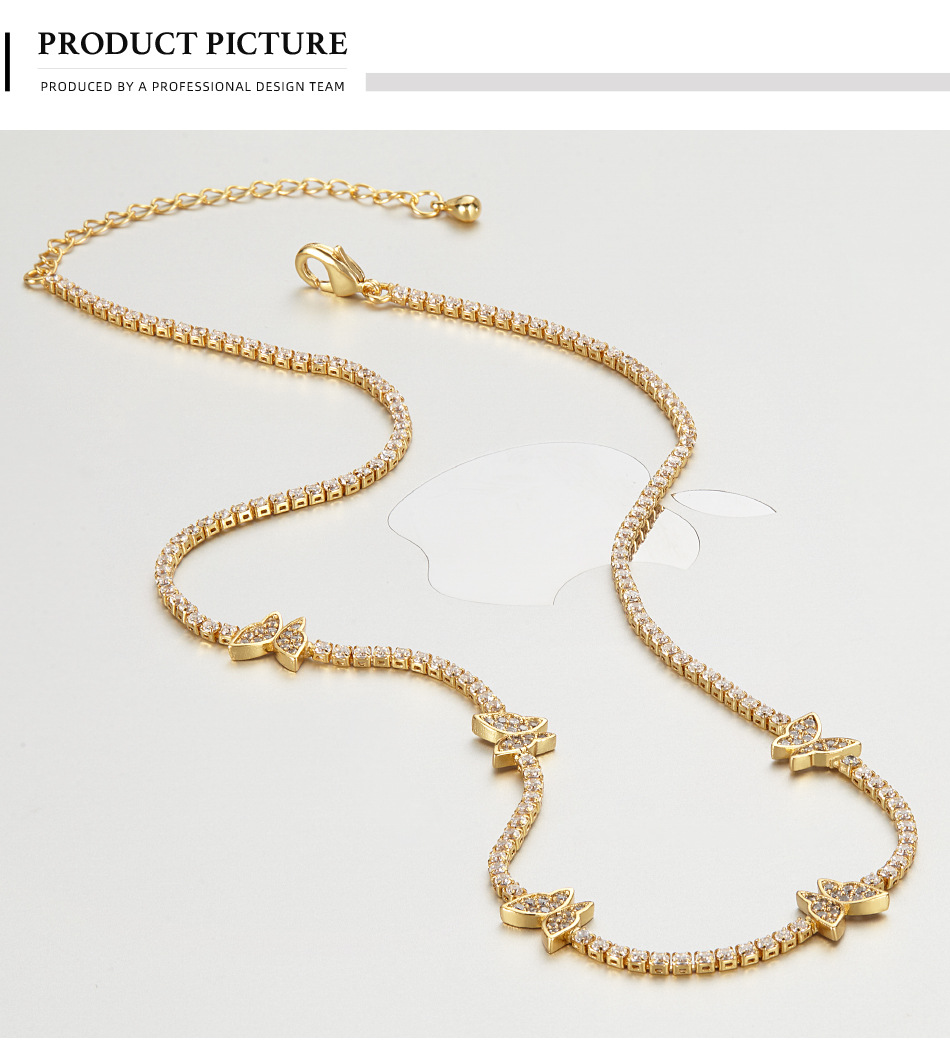Butterfly Zircon Necklace Stacked Strap Clavicle Chain