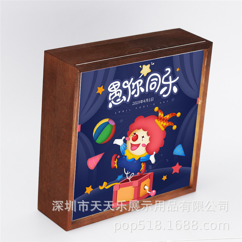 厂家原木发光照片灯箱实木可充电发广告展示小订箱 七彩木LED灯箱