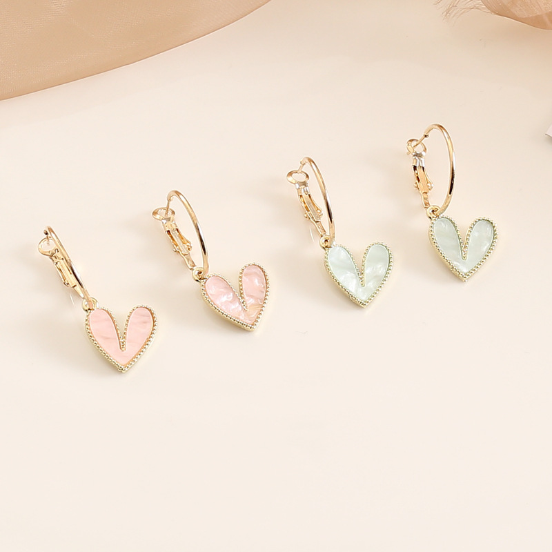 PVD Coated Gold Plating Process 304 Stainless Steel Ear Needle Material 18K Real Gold Plated Plating Material Stone-Free Inlay Material Earrings Classification 1 Pair Fashion Multicolor Heart Alloy Women'S Drop Earrings Earrings Ear Studs