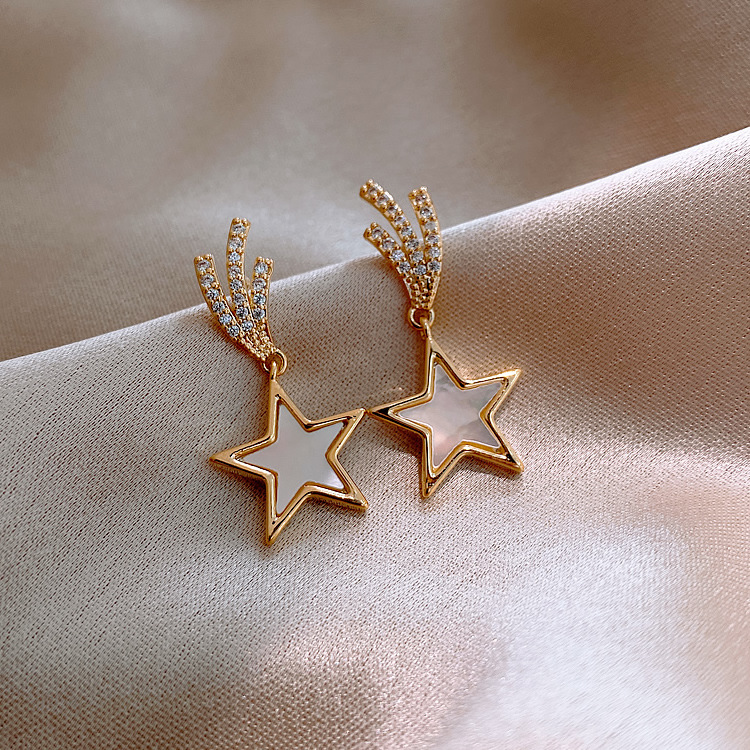 Fashion Five-pointed Star Sterling Silver New Trendy Korean Earrings For Women display picture 6