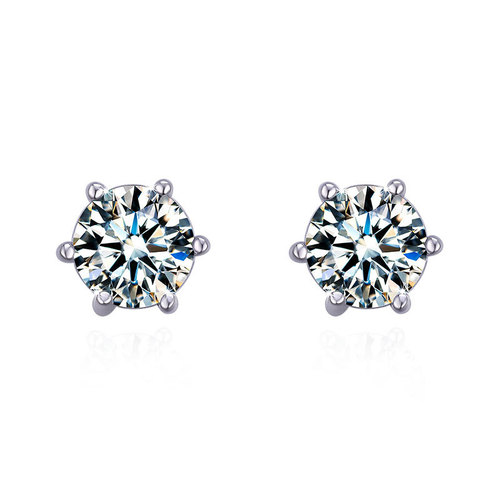 Silver jewelry S925 sterling silver moissanite six-claw zircon earrings Korea versatile diamond earring set decoration manufacturer wholesale