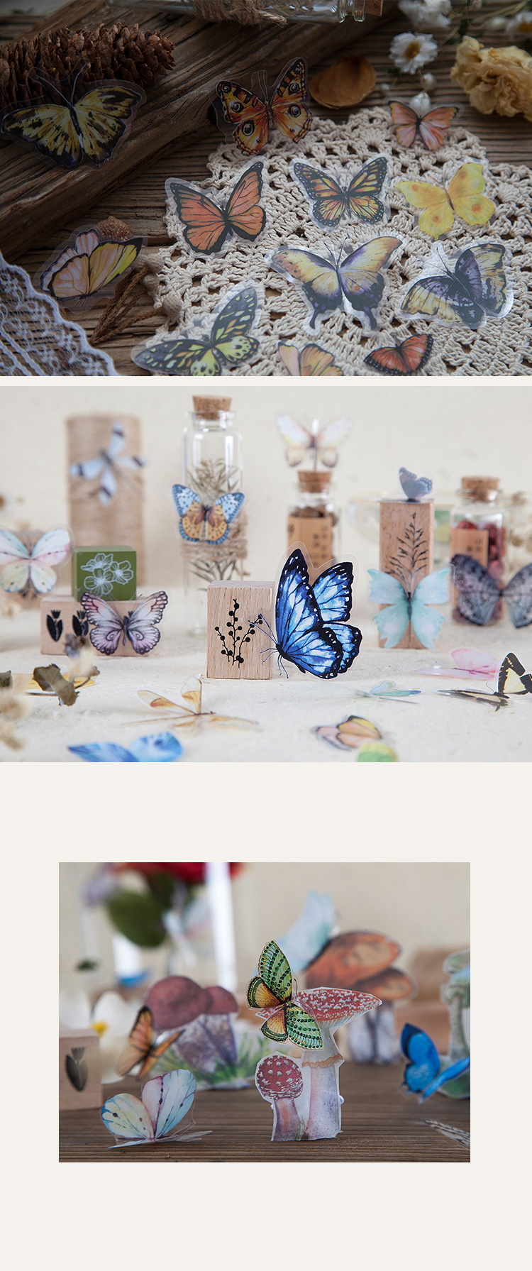 Cute Beautiful Butterfly Special-shaped Pet Sticker Notebook Diy Decorative Stickers 8 Types 40 Pieces display picture 1