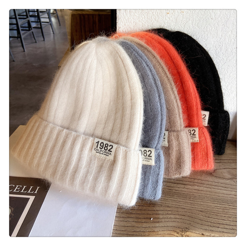 贴布兔毛针织帽20