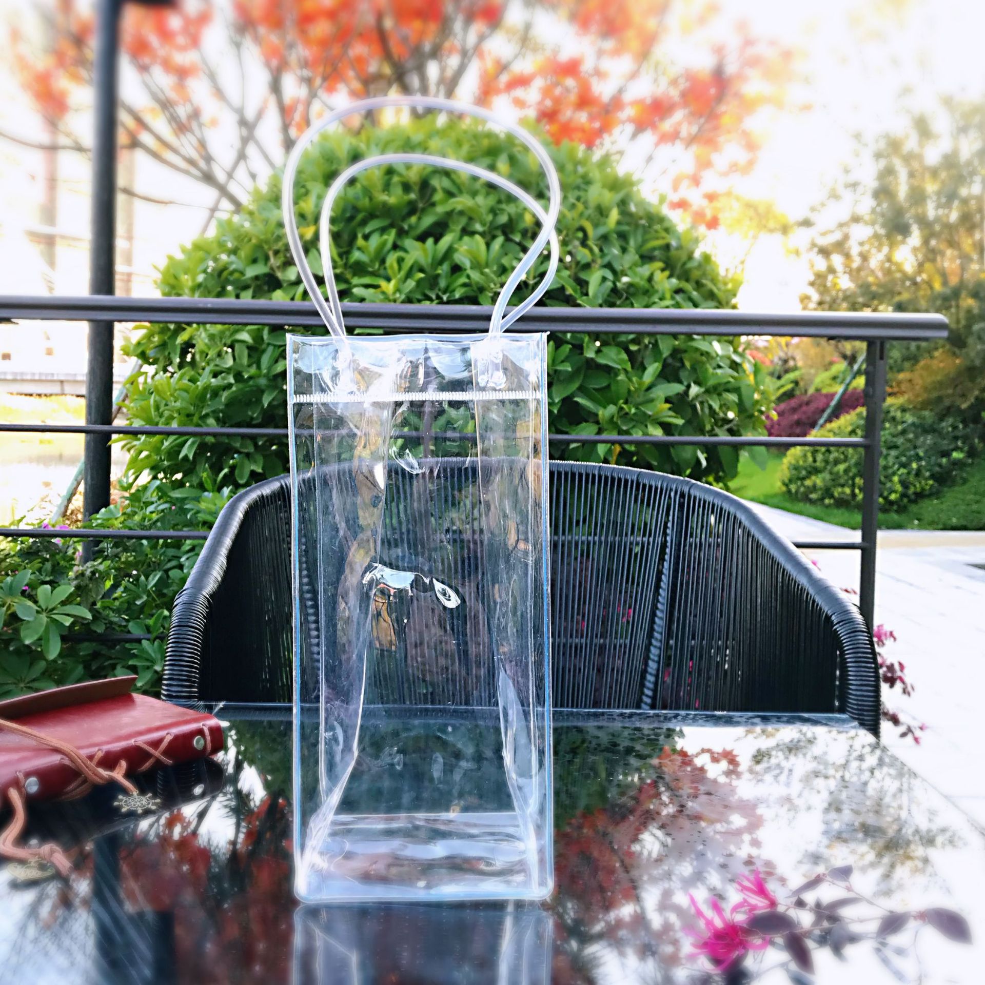 Ice bag Red wine ice bag, wine bag, thickened flower gift, PVC transparent handbag in stock, LOGO available pic 5