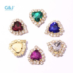 水鑽圈桃心心形四爪鑽水晶扣玻璃水鑽爪鏈圍邊手縫服飾掛鏈小配件