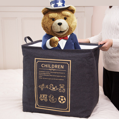 布艺高档欧式收纳防尘储物可折叠方形收纳箱脏衣篓脏衣蓝收纳盒|ms