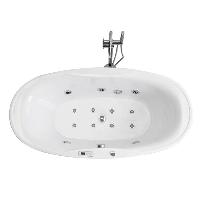 Inicio surf bañera independiente oval baño bañera de acrílico con baño de burbujas luces de colores bañera