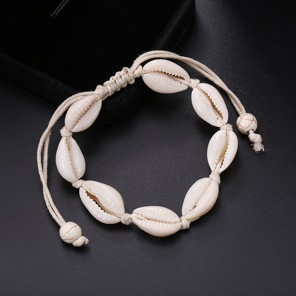 2PCS Schmuck Muschel handgewebt personalisierte Armband böhmischen Stil kreative Handarbeit_voghion.com