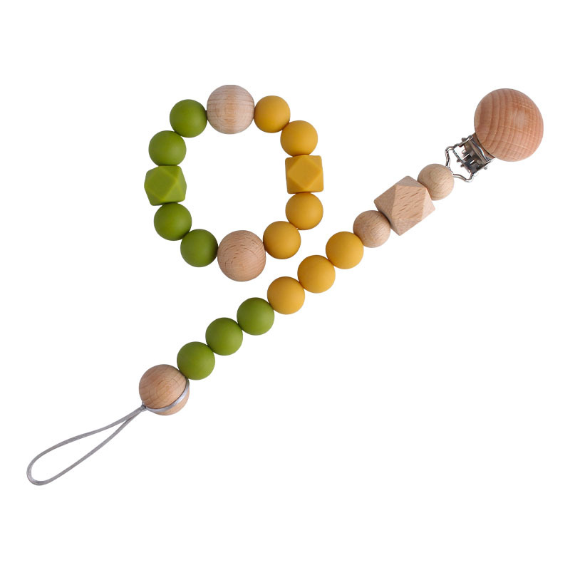 Seguridad del medio ambiente de silicona chupete cadena mordedor palo Bebé Beech octogonal cuentas de silicona juguete mordedor pulsera