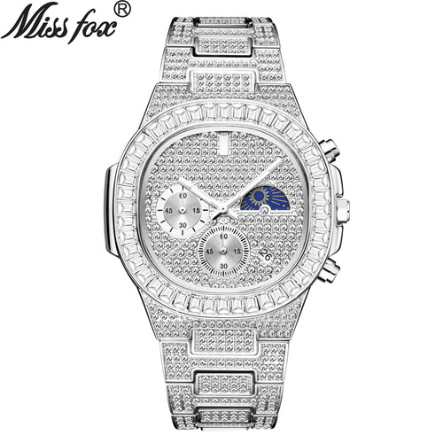 MISSFOX watch European and American high-end fashion hip-hop full-diamond multi-functional casual quartz men's watch manufacturer