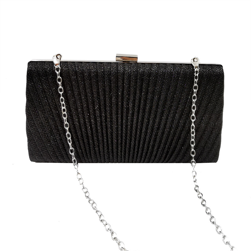 Square Shape Folds Craft Large Size Black Gold Silver Pu Leather Solid Color Square Folds Clutch Evening Bag