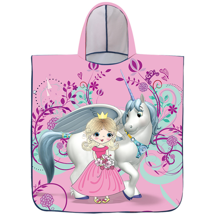 Toalla de baño para niños capa de dibujos animados con capucha bebé absorbente de secado rápido albornoz de natación niño playa toalla de playa portátil