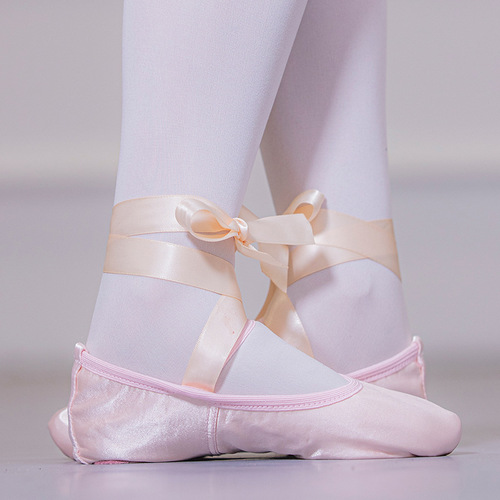 Ribbon ballet shoes toe indoor practise yoga dance shoes bind form adult satin soft bottom two bottom