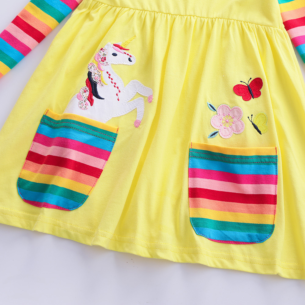 Fashion Rainbow Unicorn Printing 100% Cotton Girls Dresses display picture 6