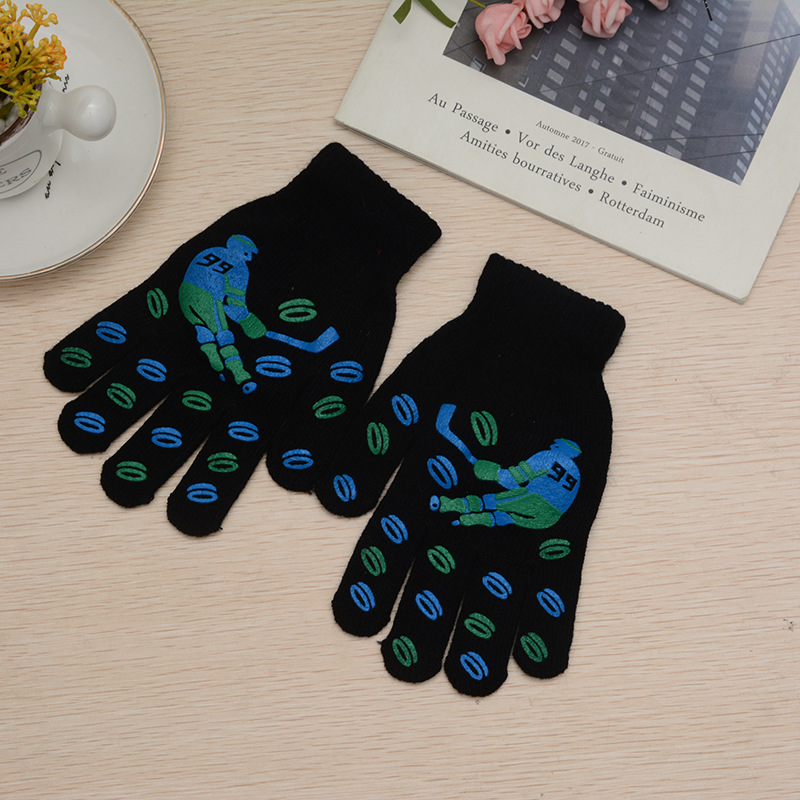 韩版成人男女胶印五指防滑手套 秋冬保暖手套批发可制loge