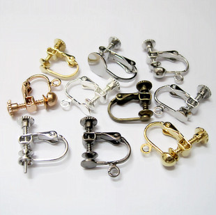 DIY jewelry accessories non-pierced invisible ear clip anti-pain screw pure copper material spiral ear clip converter