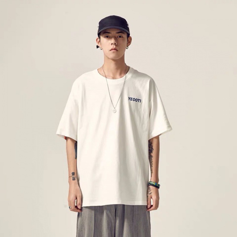 Spot Summer Loose Short-sleeved Men's Ins Street Off-shoulder Bat Sleeves Reflective Hip-hop Couple Hong Kong Style T-shirt Men's Top