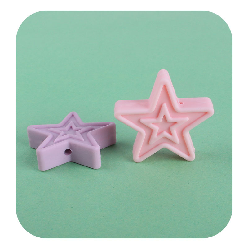 Estrella silicona molar juguete mordedor pulsera chupete cadena collar accesorios estrella de cinco puntas DIY bebé suministros Accesorios