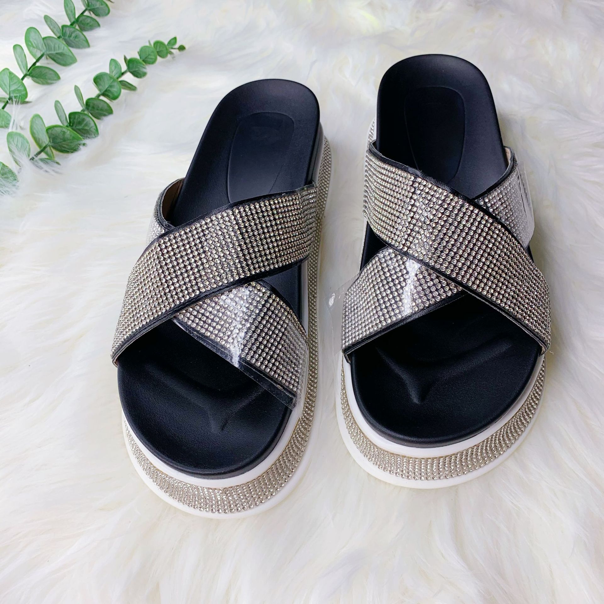 Damen Sandalen Mit Strass Glitzernde Pantoletten Für Jeden Anlass_voghion.com
