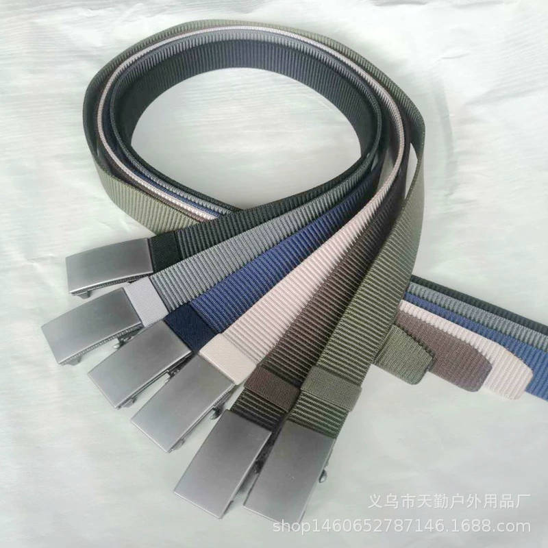 Новый портативный ремень для самообороны на открытом воздухе Серебряный тканый Тактический нейлоновый холст с гладкой пряжкой производители ремней