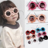 Children's cute fashionable sunglasses, decorations, glasses solar-powered, Korean style, flowered