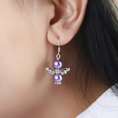 歐美跨境爆款創意天使翅膀耳環時尚百搭飾品S925小清新宗教飾品