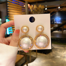 S925银针时尚个性新款大珍珠耳环韩国潮欧美大耳饰网红气质夸张