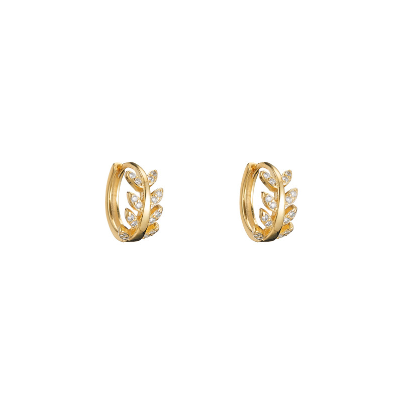 Pendientes de botón de oreja de hoja de plata esterlina 925 pendientes de diamantes de moda de estilo coreano para mujer 2022 nuevos pendientes de anillo de oreja de moda
