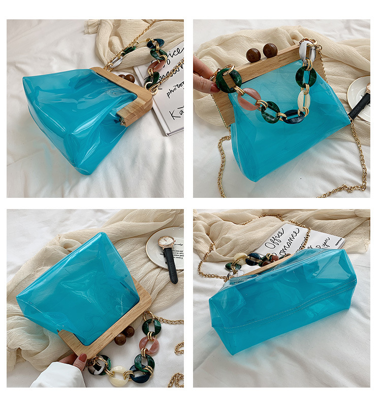 PVC transparent female bag wholesale yiwu nihaojewelry new plastic bag acrylic jelly bag wood clip shoulder messenger chain bagpicture21