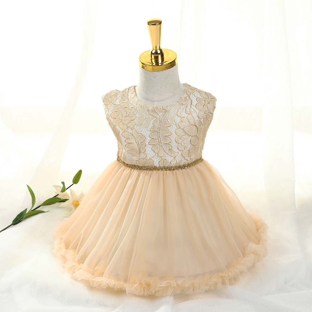 童装连衣裙无袖四叶花女童夏装连衣裙跨境代发棉公主裙 儿童春秋