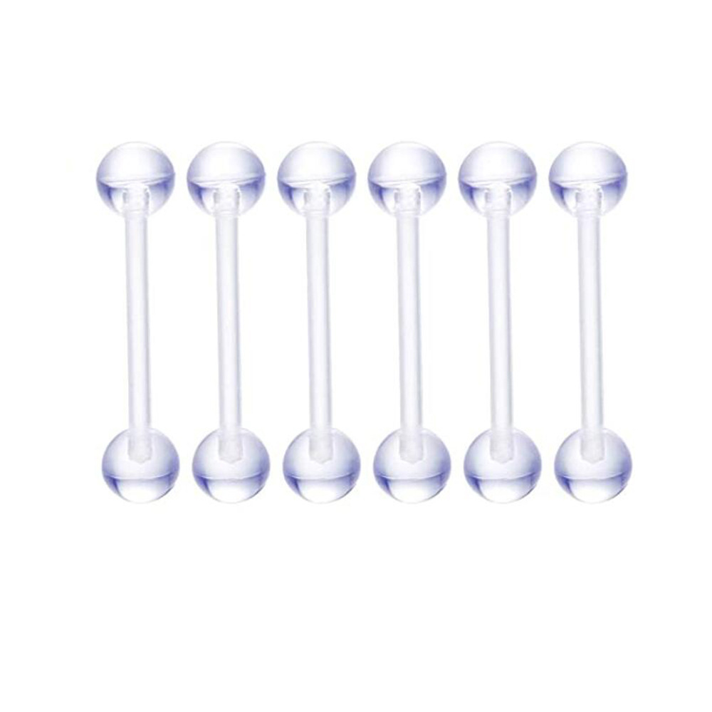 Transparent Acrylic Piercing Jewelry Set - Nose Ring, Eyebrow, Belly Button, Tongue, Lip - 6 Pieces detail image 10